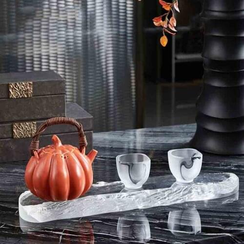 Creative Coffee Table Desktop Glass Dry Soaking Table Household Thickened Tea Tray Exquisitely Embossed Zen Kung Fu Tea Set Tray