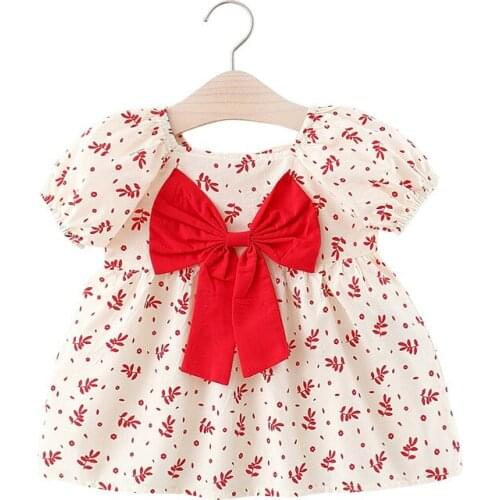 Summer Baby Girls Dresses for Baby Casual Beach Bow Print Sundress Princess Dress Infant Dress 1st Birthday Dress for Baby Girl