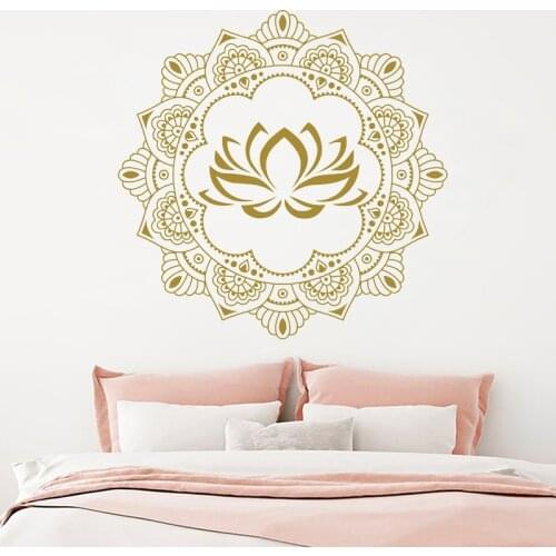 Mandala Yoga Art Wall Decals Vinyl Lotus Flower Bohemian Style Bedroom Decor Stickers Removable Home Decoration Mural Z266