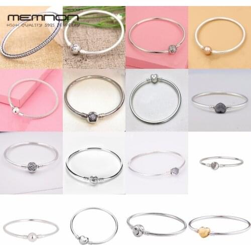 Memnon many kinds of 925 Sterling Silver fine Jewelry bracelets with hearts Clasp bangles DIY fit Charms bead for women YSZ008