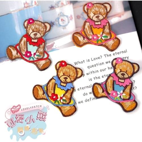 Cute Cartoon Bear Patches Iron on Clothes Child Kid Stickers Embroidery Badges Applique Patches for Clothing Girl DIY JOD