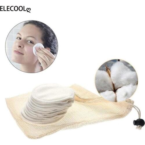 ELECOOL Reusable Bamboo Makeup Remover Pads 12pcs/Pack Can Wash Rounds Cleansing Facial Cotton Make Up Removal Pads Tool