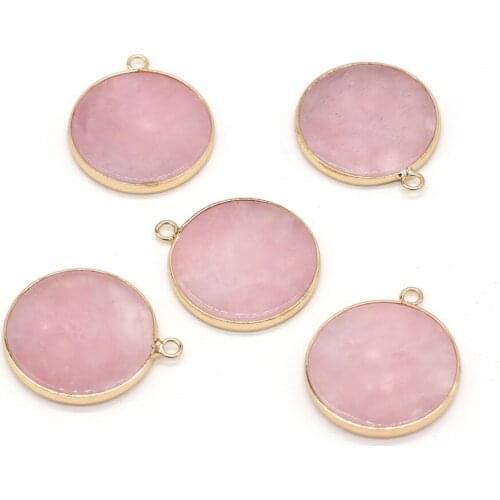 New Trendy Natural Stone Pendant Rose Quartzs Charms Pink Crystal Pendants for Jewelry Making Necklace Accessories