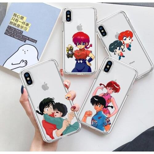 New cartoon Ranma 1 2 transparent phone Case For iPhone 11 12 Pro XS MAX XR X 7 8 6Plus SE 2021 Soft Silicone Phone Cover Bag