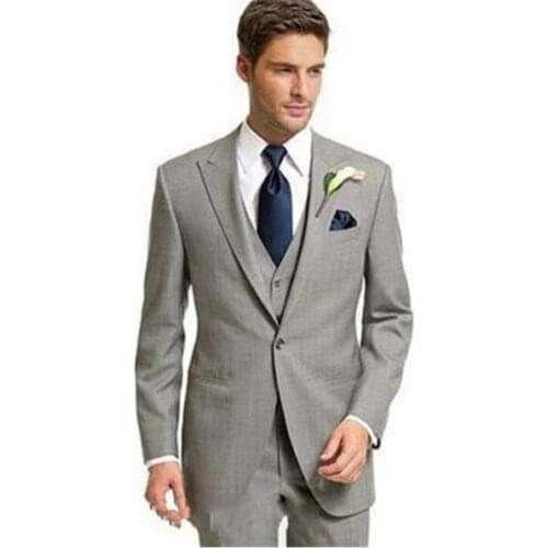 New Men’s Suit Smolking Noivo Terno Slim Fit Easculino Evening Suits For Men Light Gray formal Formal Groom Wedding Tuxedos