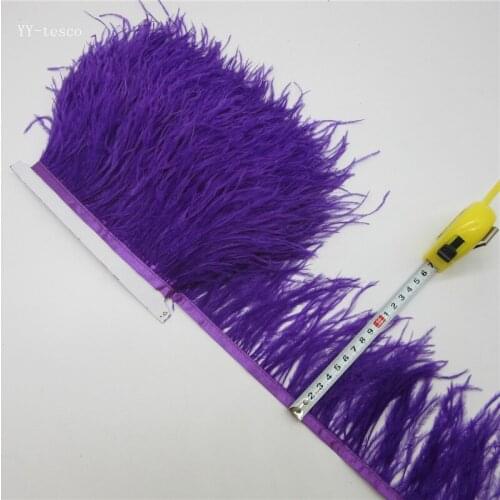 Wholesale 10 yards 4/6inch purple Ostrich Feather Ribbon Fringe Trim For Wedding Skirt Dress Decoration DIY Clothes Accessories
