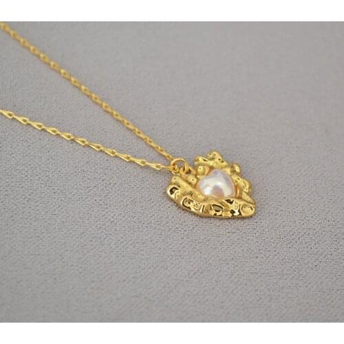 European and American original simple brass Chain retro hammering concave convex Love Pendant short necklace clavicle chain