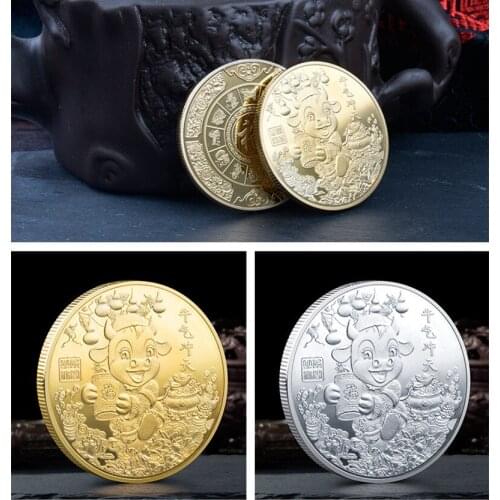 1PC 2021 Good Lucky Coin Year of Ox Commemorative Cow Coin Chinese Zodiac Souvenir Happy New Year Coin Gift for Home Decoration