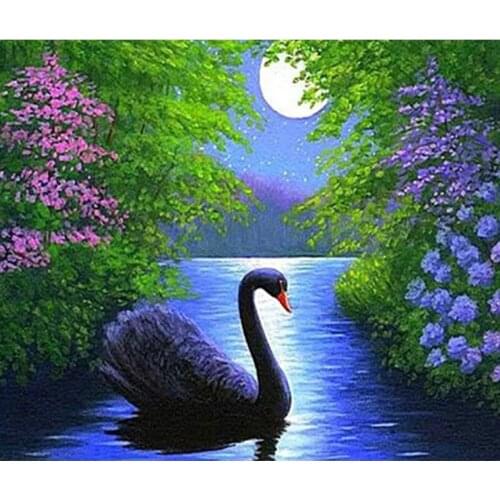 Full Square/Round Diamond Painting Swan Scenery 5D Diamond Embroidery Landscape Mosaic Cross Stitch Home Decor Lover Gift