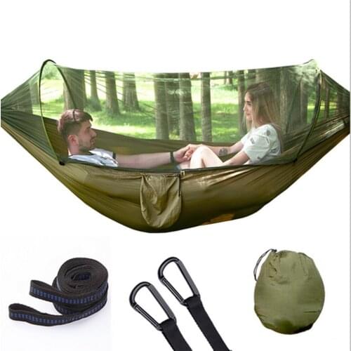 Fully automatic speed open hammock outdoor single double nylon cloth camping mosquito net hammock anti-mosquito hammock