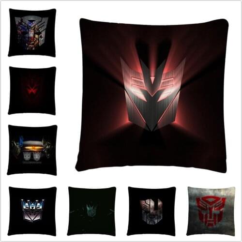 Popular Movie Transformation Logo Pattern Linen Cushion Cover Pillow Case for Home Sofa Car Decor Pillowcase45X45cm