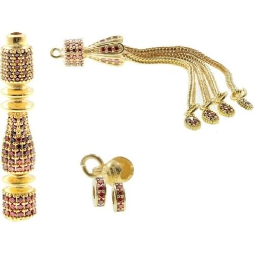 Tesbihane Special İşçilikli Zircon Cubic Zirconia İmame Tassel Set (Model-2)