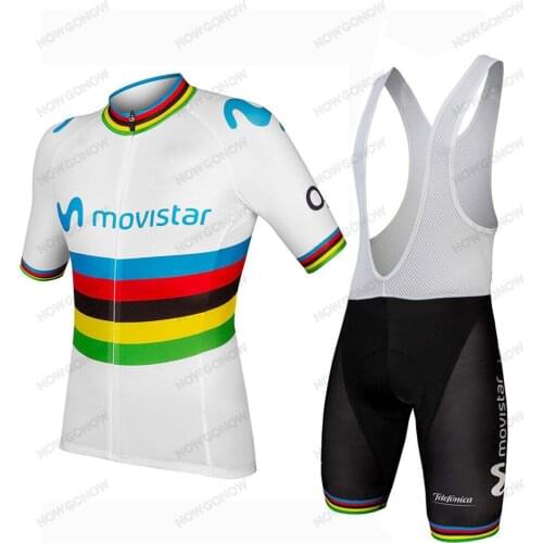 La Vuelta Cycling Jersey Champion Rainbow Team Summer Red Blue White Men Bike Clothing Short Sleeve Wear 20D GEL Pad