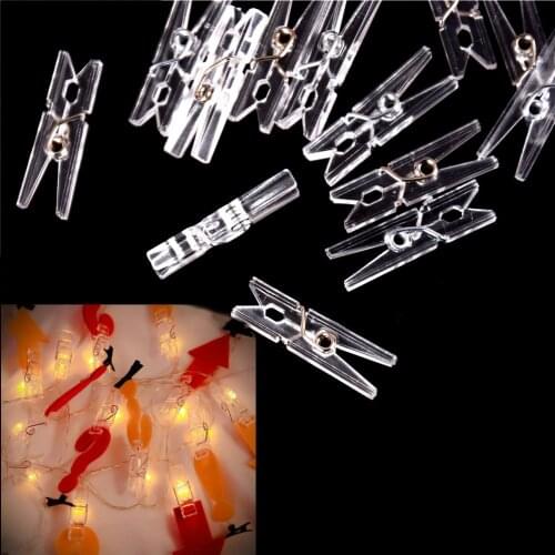 20 PCS 25m Mini Spring Clear Transparent Clips Clothes Photo Paper Peg Pin Clothespin Craft Clips Party Home Decoration