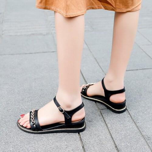 SKLFGXZY Summer New Arrival Girls Sandals Genuine Leather Fashion Wedge Womens Shoes Real Cowhide Sandals Size 34-43