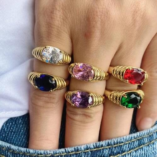 10PCS, Oval Crystal Zircon Ring For Women Charming Wedding Anniversary Ring Jewelry Elegant Ladies Party Accessories