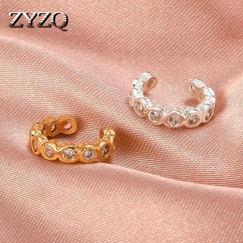ZYZQ 2021 New Creative Simple Temperament Clip Earring For Women Inlaid Rhinestone Metal Non-hole Earrings Fashion Jewelry