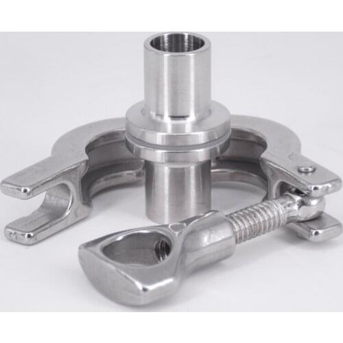 0.5" Tri Clamp x 16mm Pipe OD Stainless Sanitary 2 PCS SS304 Weld Ferrules + 1 PC SS304 Clamp + 1 PC Silicon Gasket