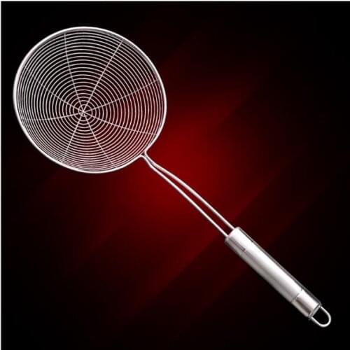 1PC 39cm Home Fried Poach Food Tool Stainless Steel Ladle Large Colander Strainer Sludge Net Sieve Dumplings Filter Spoon PL 007