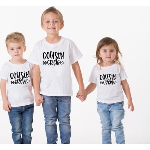 1pcs Cousin Crew Boys Girls Tshirt Family Look Party Wear Brothers Sisters Cousins T-shirt Fashion Toddler Anouncement Wear