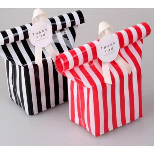 10Pcs Stripe Cookie Candy Gift Bags for Candy Biscuits Snack Baking Package Event Party Supplies