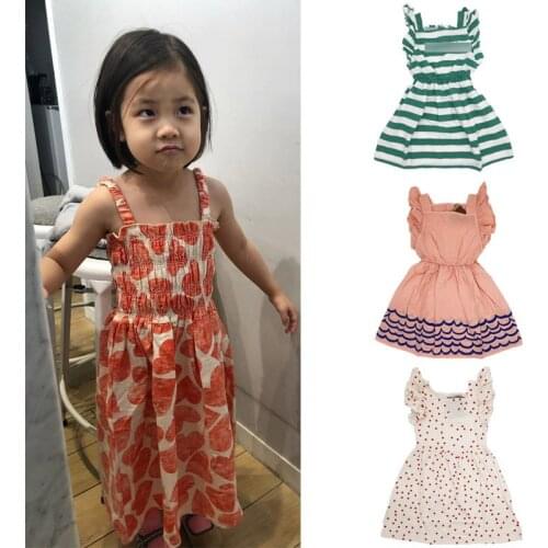 2020 Brand New Spring Summer Kids Dresses For Girls Fashion Print Short Sleeve Dress Baby Child Princess Clothes