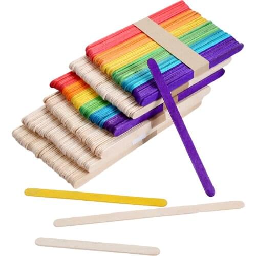 50pcs/10pcs Wooden Sticks Natural/MultiColor Rods Popsicle Ice Cream Sticks DIY Craft Handmade Educational Tools 150mm-200mm