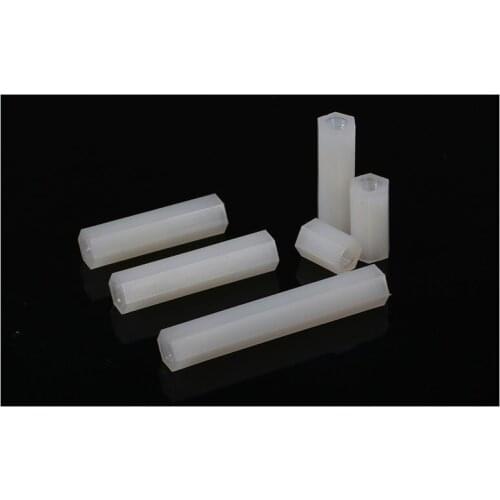 50Pcs M3 M3 x 18 18mm New Free Shipping White Nylon Hex Standoff Spacer Female Female Length 18mm Plastic