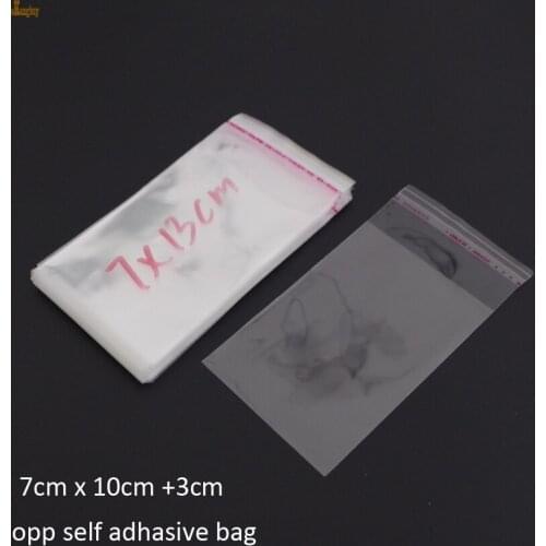 500pcs/lot 7x10+3cm PVC/OPP transparant self adhesive packaging bags for magazines, newspapers, photos, CDs bread, popcorn, nuts