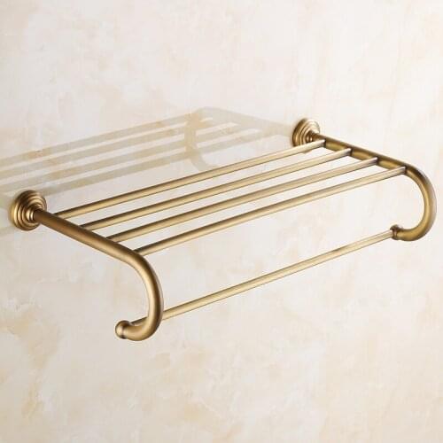 60cm hotel bath towel holder bars copper vintage, Brass antique towel rack bathroom shelf, Retro single storage towel holders