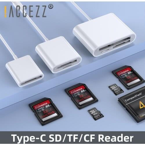 !ACCEZZ 3 in 1 TYPE-C Adapter TF SD CF Memory Card Reader OTG Writer Compact Flash for iPad Pro Huawei Macbook Type C Cardreader