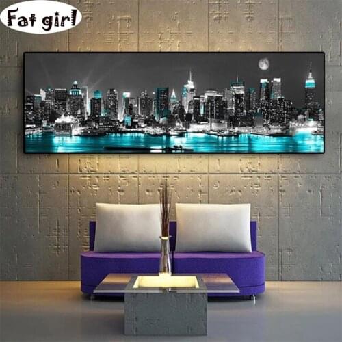 Neon city night view diamond painting Embroidery 5D DIY full square round mosaic Decorative paintings living room