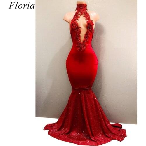 Arabic Plus Size Red Prom Dresses High Neck Dubai Evening Dresses 2019 Turkish Women Cocktail Party Gowns abendkleider Custom