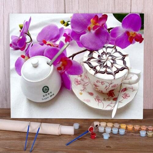 Flower Orchid Painting By Numbers Kit Acrylic Paints 50*70 Canvas Pictures Handmade Crafts For Handiwork