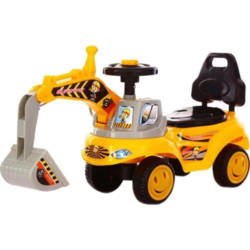 Childrens Excavator Four-wheeled Skating Car Twisting Kid Music Digger Roller Engineering Truck Model Ride On Toys for Boy Gift
