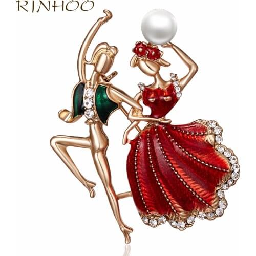 Elegant Lady Gentleman Dancing Enamel Pin Brooches Shiny Crystal Dress Clothing Lapel Ballroom Jewelry Brooches for Women Girls