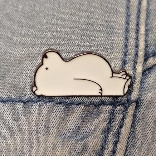 Enamel Pin White Bear Badge Brooch Bag Clothes Lapel Pin Cartoon Animal Jewelry Gift