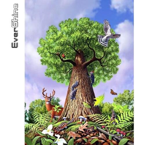 Evershine 5D DIY Diamond Painting Tree Scenery New Arrival Diamond Embroidery Animal Cross Stitch Kits Mosaic Handmade Gift