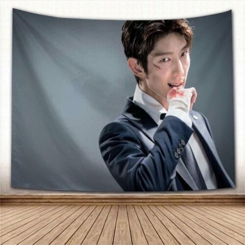Nice LEE JOON GI Kpop Tapestry Colorful Psychedelic Decorative Carpet Wall Fabric For Living Room Bedroom Tapestries Accessories