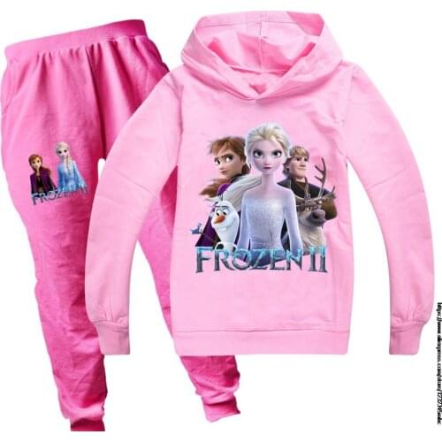 Hot Frozen Elsa Baby Grils Hoodies Pants 2pcs Sets Kids Clothes Cotton Baby Sweatshirts Girls Tops Outfits Cartoon Clothing