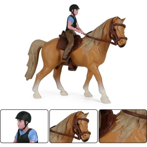 Farm Animal Figure Toys Miniature Horse with Male Rider Figurine Playest