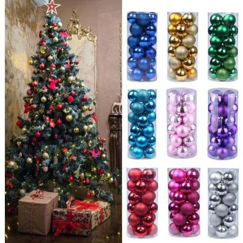 JQSYRISE 24Pcs Christmas Tree Decoration Ball Bauble Xmas Party Christmas Tree Hanging Ball Ornaments Home New Year Eve Supplies