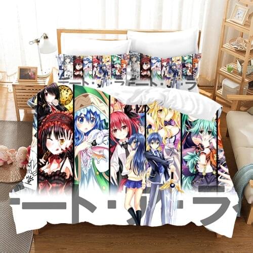 Date A Live Girls Bedding Set Japan Popular Anime Duvet Cover Sets Comforter Bed Linen Twin Queen King Single Size Dropshipping