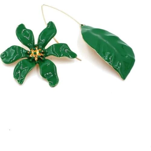 Exaggerated Alloy Drip Flowers Stud Earrings Ear Hook, Europe And The United States Long Leaf Earrings Women Fashion Jewelry