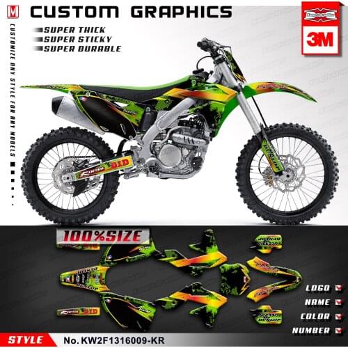 KUNGFU GRAPHICS MX Stickers Enduro Decals Self Adhesives for KX250F KX 250F 2013 2014 2015 2016, Customizable