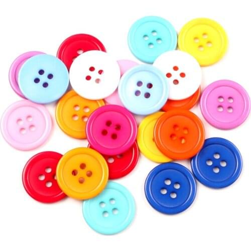 LF 50Pcs Resin Round Buttons Sewing With 4 Hole For Cloth Needlework Flatback Scrapbooking Crafts Decorative Diy Accessories
