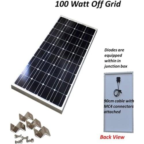 100w Solar Panel Monocrystalline cell Photovoltaic solar panel system w/ Z bracket 12V Battery RV Boat , Car, Home Solar Power