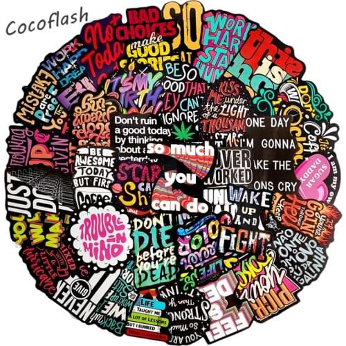 10/50Pcs/set Color Series Cartoon Inspirational English Letter Stickers For Laptop Luggage Motorcycle Skateboard Scrapbook Toy