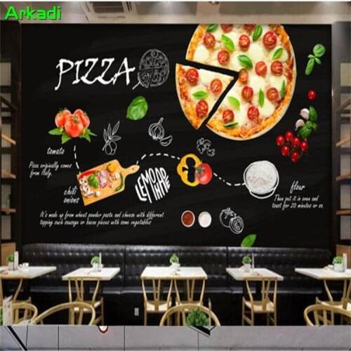 Custom wallpaper mural black hand-painted italian pizzeria western restaurant milk tea burger shop wallpaper backdrop home photo