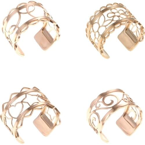 Legenstar New Trendy Resizable Finger Stainless Steel Ring Women Style Rose Gold Leather Anniversary Ring Jewelry Gift for Her